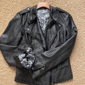 Faux leather gunmetal grey jacket